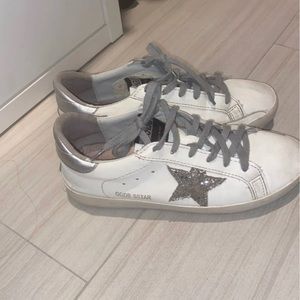 Golden goose sneakers with silver sparkly star
